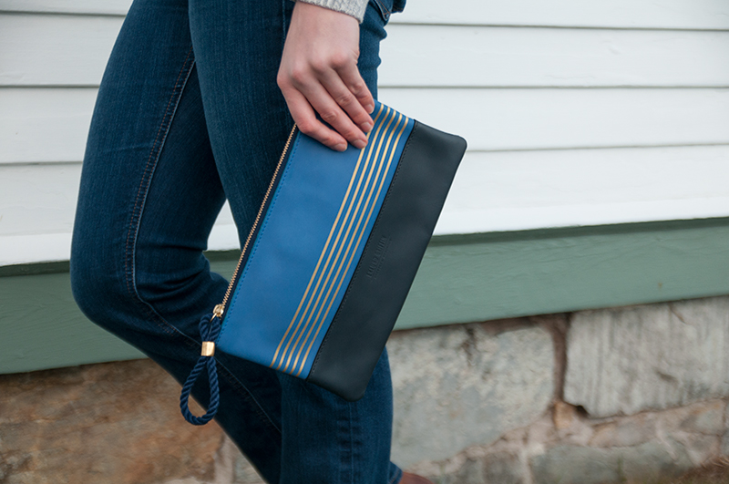 Buoy Block Clutch in Casco Bay Blue and Navy